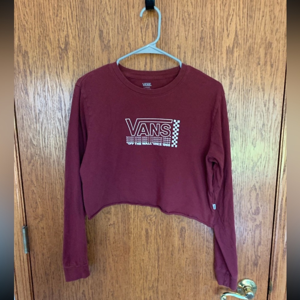 Vans Maroon Cropped Long Sleeve Tee